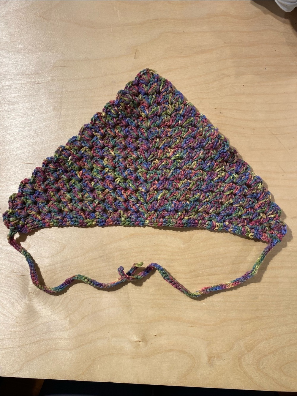 Hand-Crocheted Multicolor Triangle Bandanna (RZ) - Picture 4 of 10
